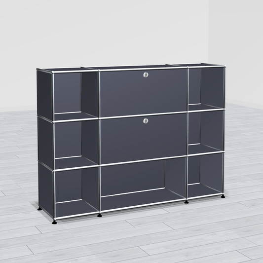 USM Haller Highboard anthrazit 3x3, 2 Klappen, 35 tief