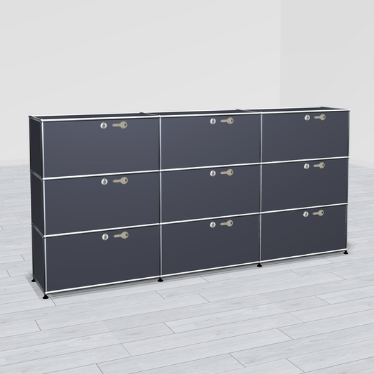 USM Haller Highboard anthrazit 3x3, 9 Klappen, 35 tief