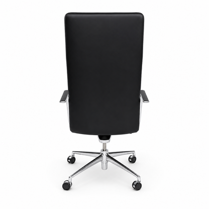 Brunner Fina Soft Konferenzstuhl, schwarz Soft-Leder, Chromgestell mit Armlehnen.