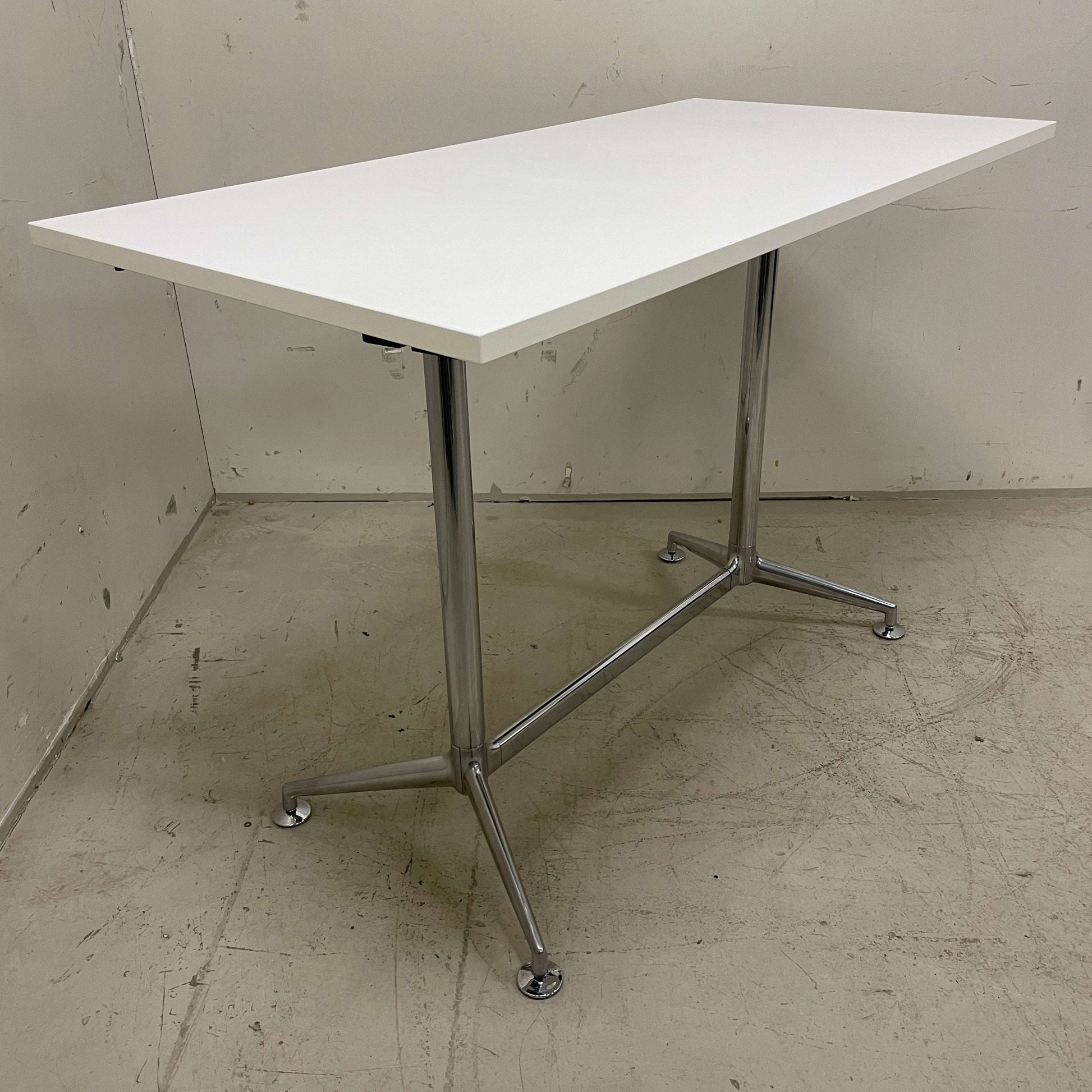 Brunner Fina Stehtisch mit weißer Tischplatte und Chromgestell, 160x80 cm, 110 cm hoch