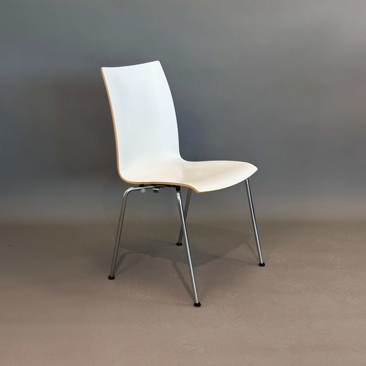 Brunner Fina Stuhl weiß mit Holzsitz und Metallbeinen moderner Stuhl
