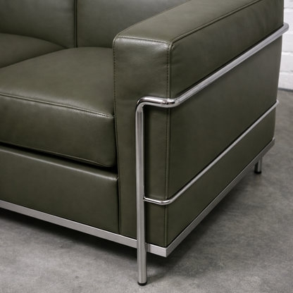 Cassina LC2 2-Sitzer Leder olivgrün [NEUWARE]