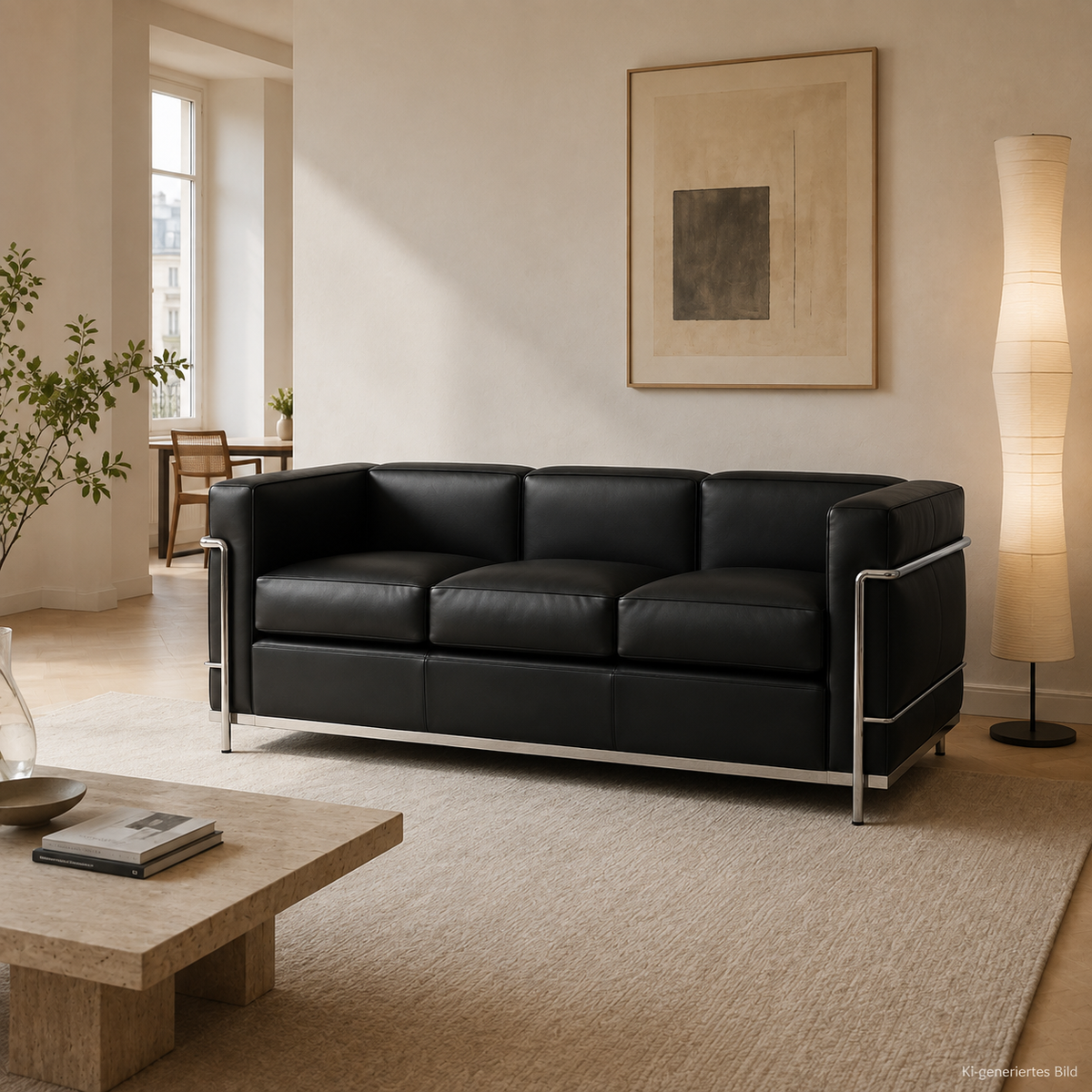 Cassina LC2 3-Sitzer Leder schwarz