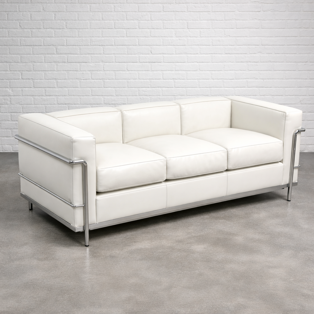 Cassina LC2 3-Sitzer Leder weiß [NEUWARE]