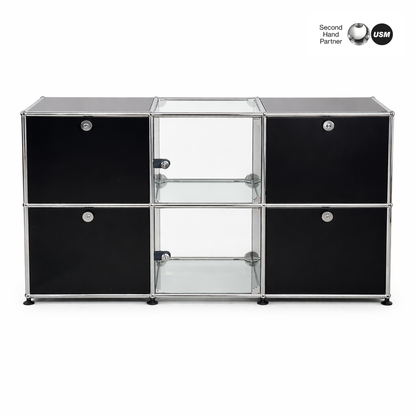 USM Haller Vitrine 3x2 schwarz mit Glas
