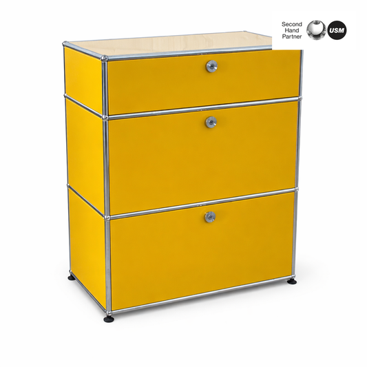 USM Haller Highboard 1x3 goldgelb Klappen + Auszug