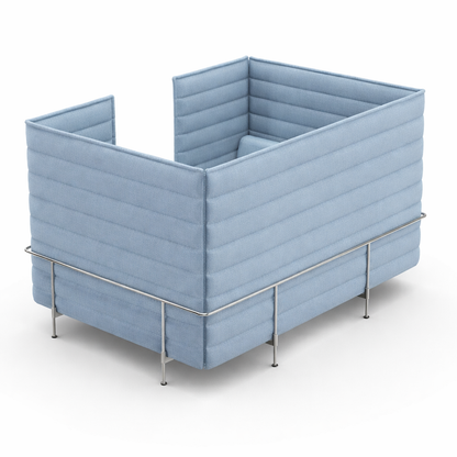 Vitra Alcove Cabin Highback 4-Sitzer mit Arbeitsplatte eisblau