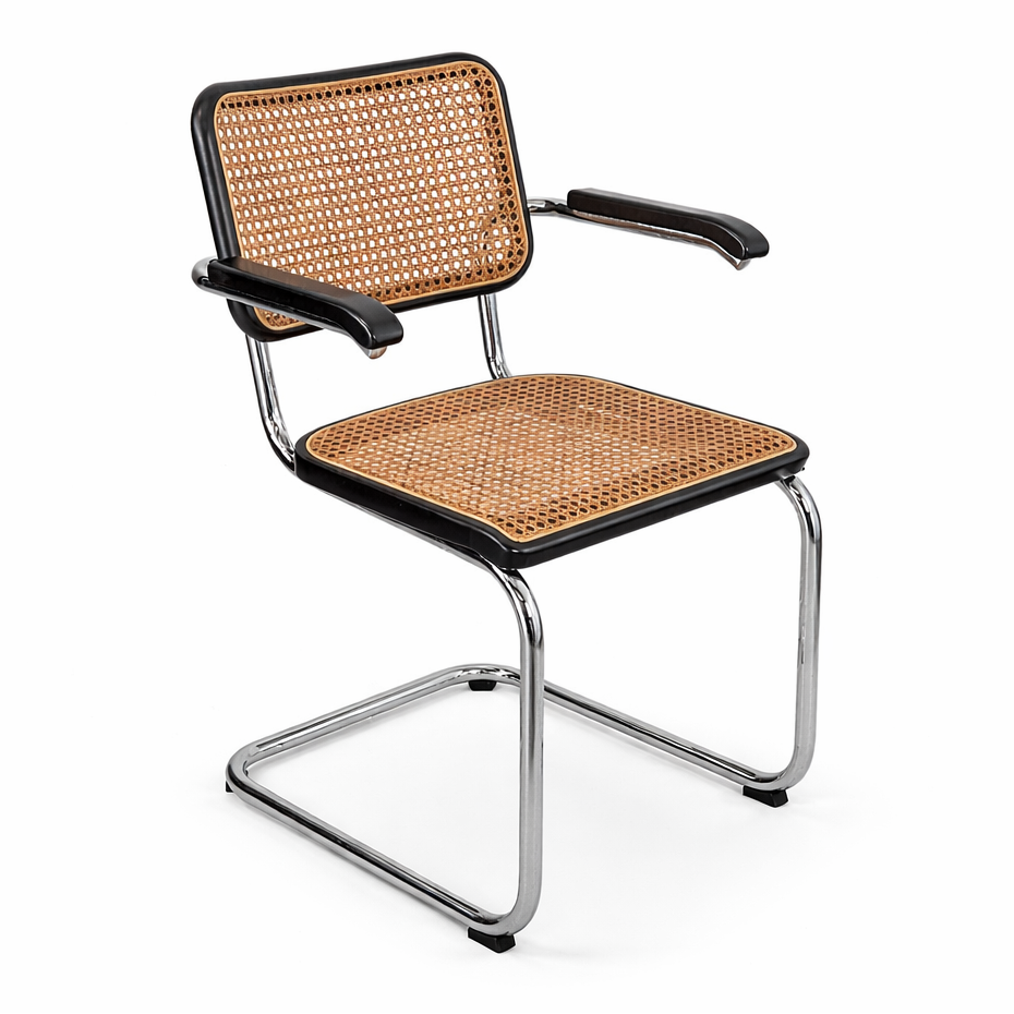 Thonet Freischwinger S64 Korbgeflecht schwarz