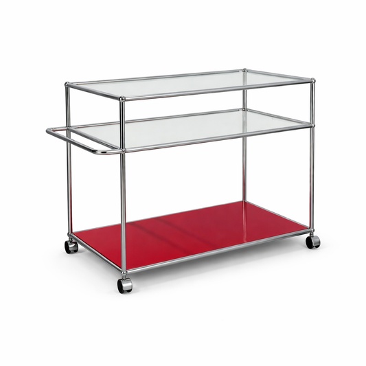USM Haller Barwagen / Servierwagen rubinrot