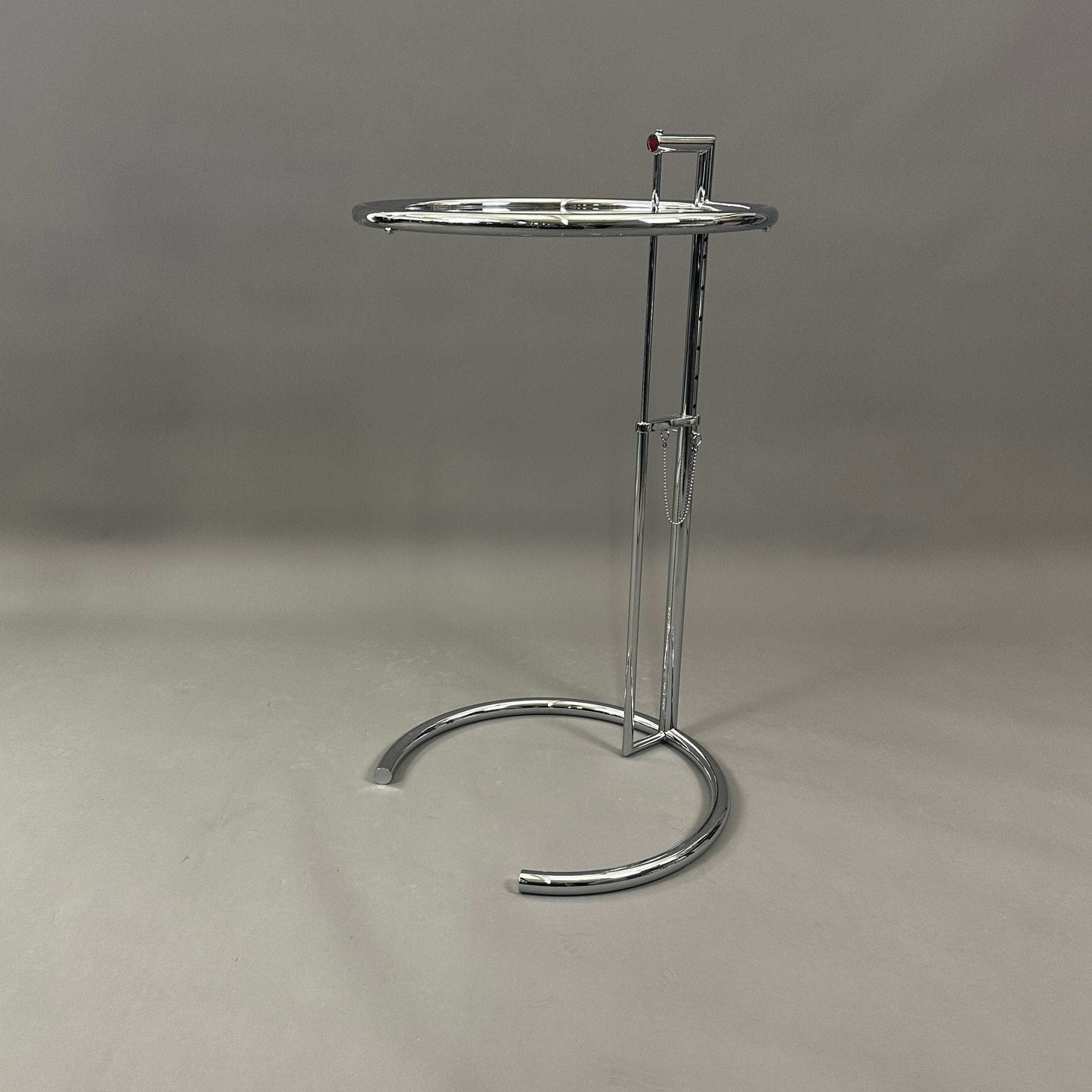 ClassiCon Eileen Gray Beistelltisch adjustable chrome steel side table with round glass top