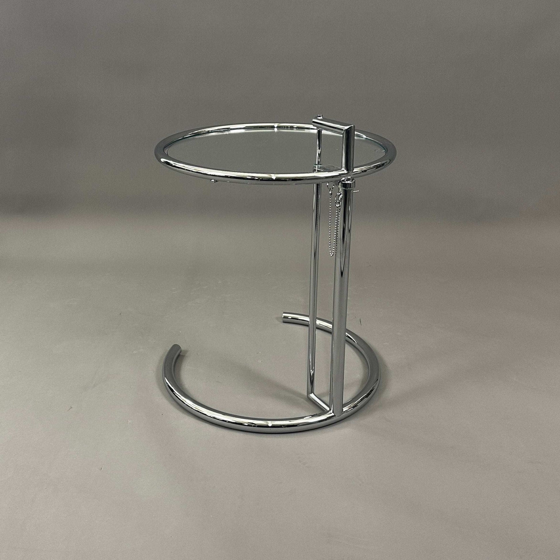 ClassiCon Eileen Gray Beistelltisch with chrome steel frame and adjustable glass tabletop