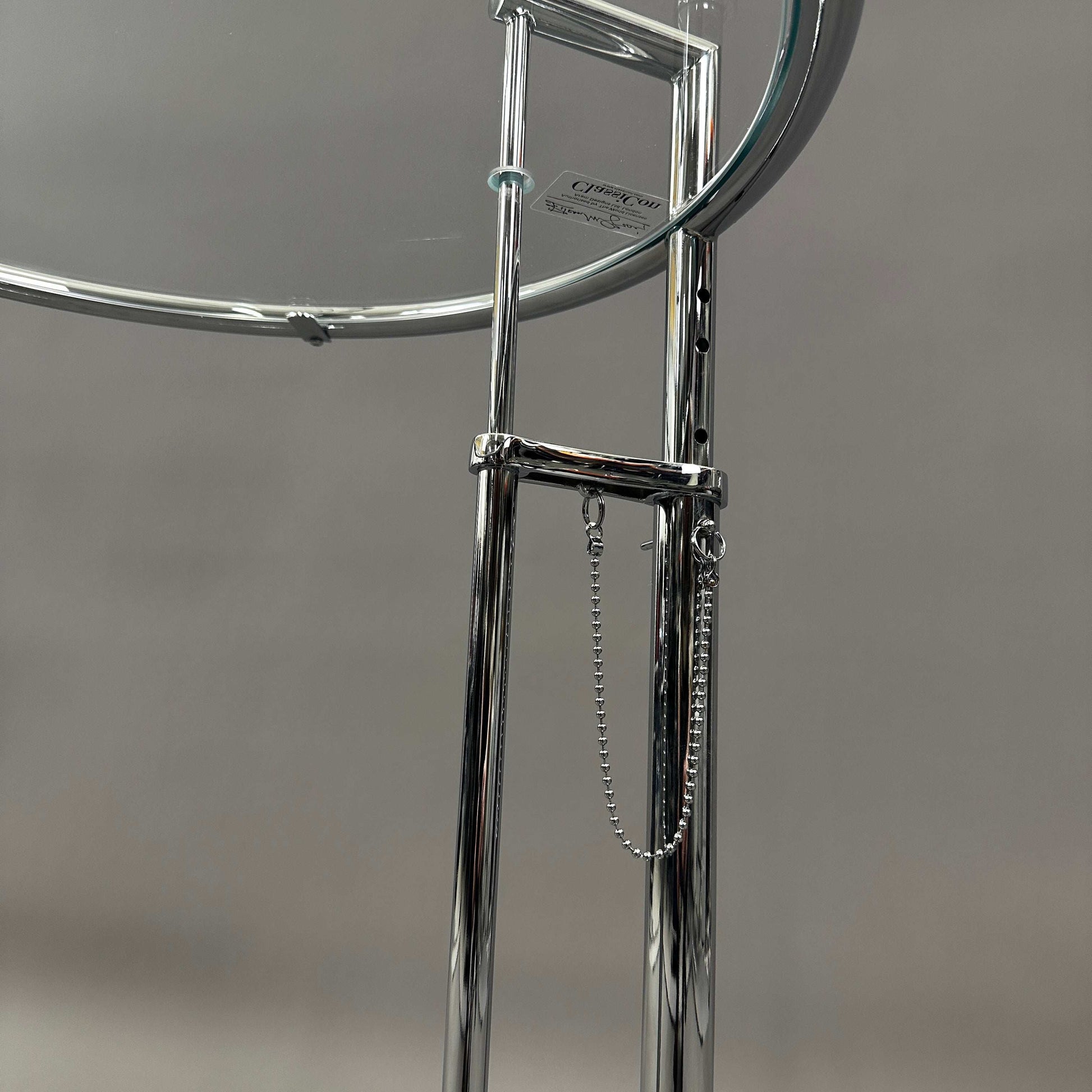 ClassiCon Eileen Gray Beistelltisch adjustable chrome steel side table with glass top