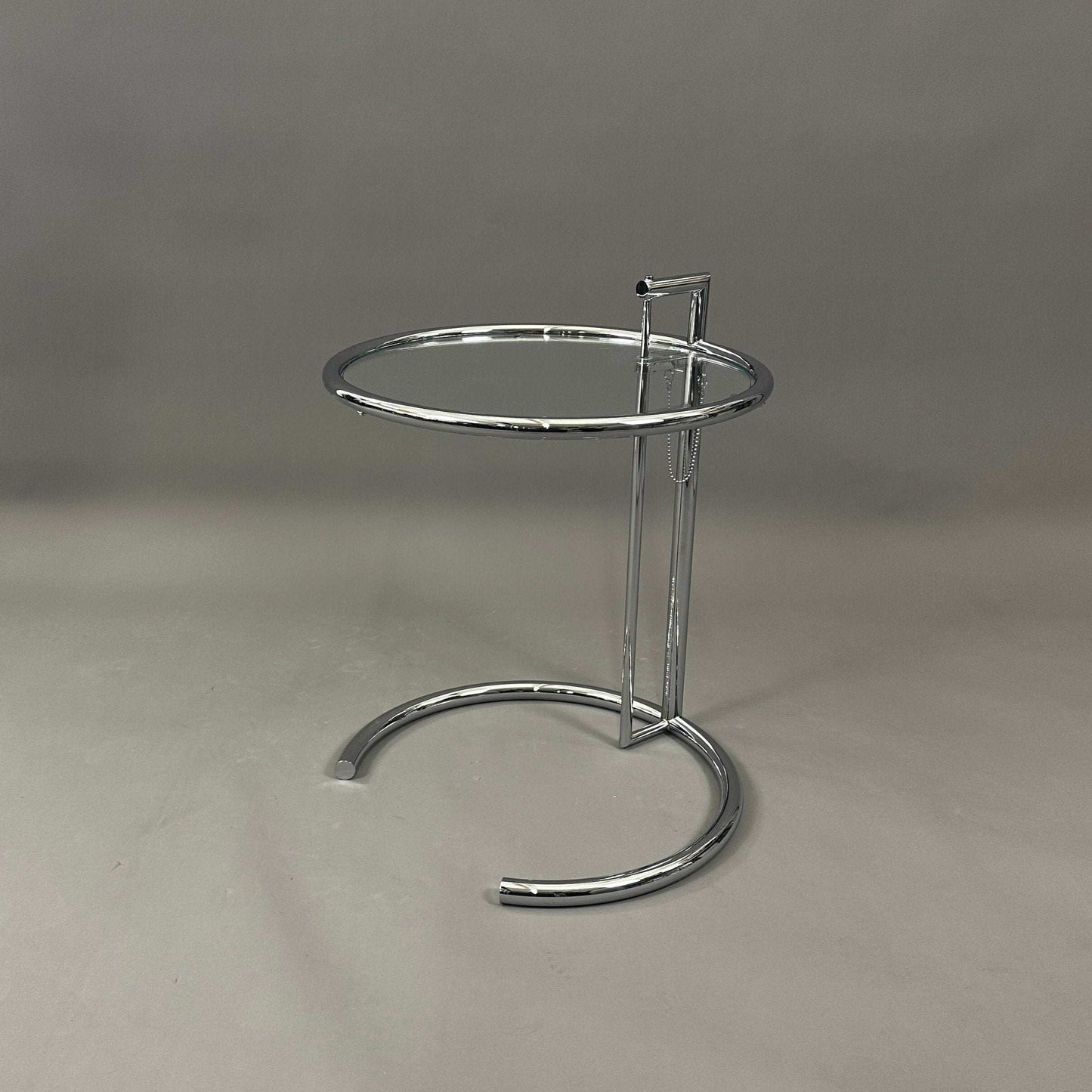 ClassiCon Eileen Gray Beistelltisch adjustable chrome steel frame side table with glass top