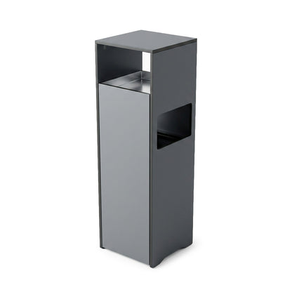 Conmoto Mülleimer/Aschenbecher aus anthrazitfarbenem HPL, schlankes, hohes Design mit Metalleinsatz.