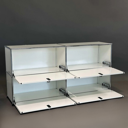 USM Haller Sideboard 2x2 weiß mit 4 Klappen geöffnet modern modular