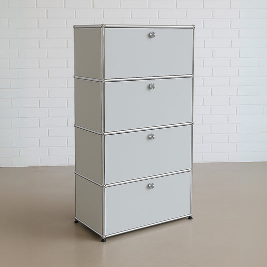 USM Haller Highboard lichtgrau 1x4 mit 4 Auszügen (1. Gen.)