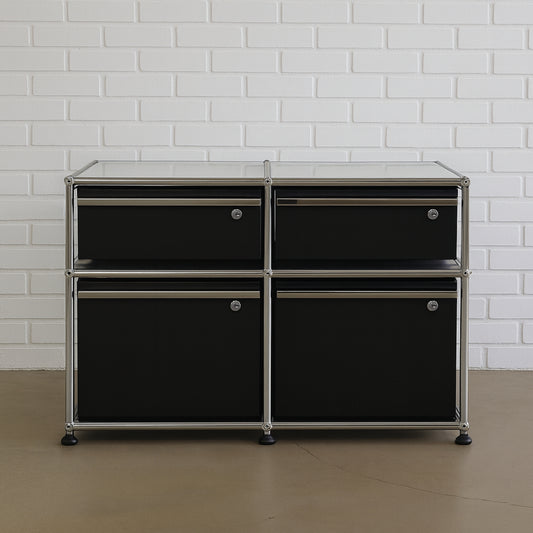 USM Haller Sideboard / Standcontainer schwarz 4 Schubladen