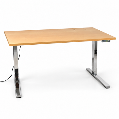 Dobergo Schreibtisch elektrisch höhenverstellbar 160x80cm Ahorn/Chrom