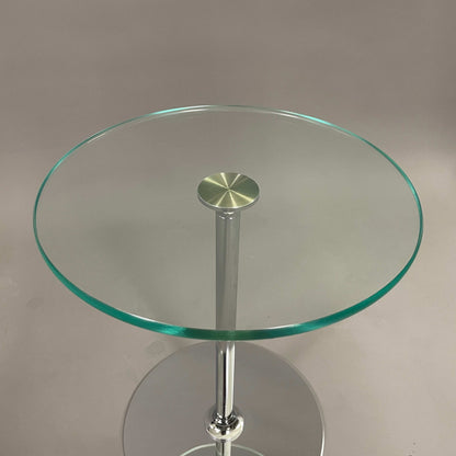 Draenert Beistelltisch Glas mit Chromgestell rund Ø35cm Höhe 45cm modern elegant