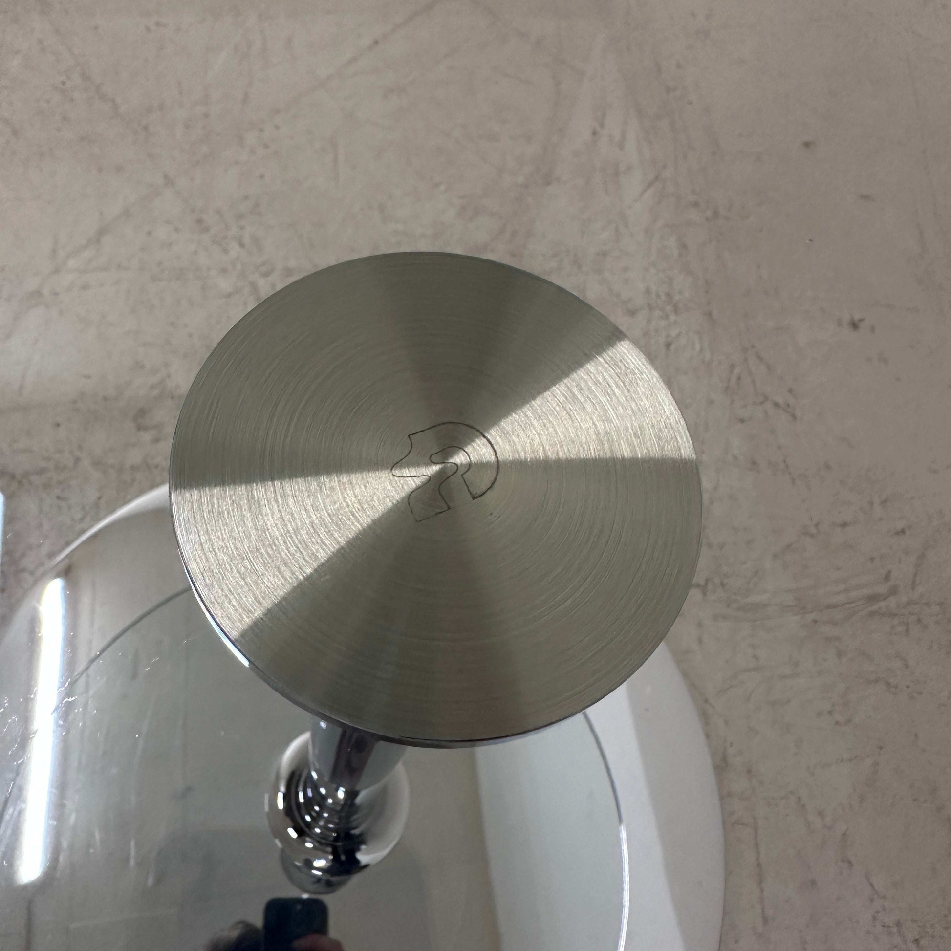 Draenert Beistelltisch Glas mit Chromgestell, Ø70cm, moderner runder Glastisch