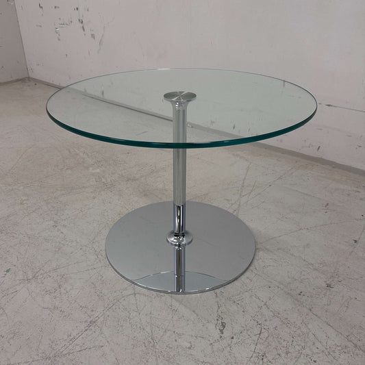 Draenert Beistelltisch aus Glas und Chrom Ø70cm moderner runder Tisch
