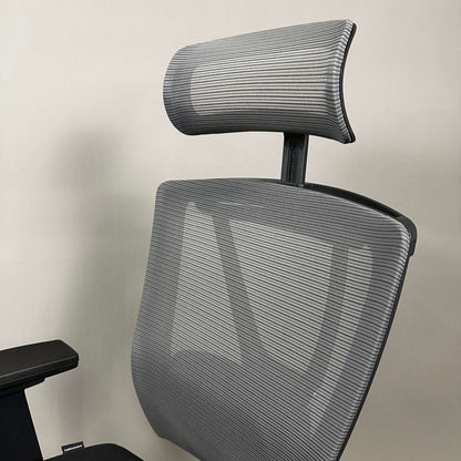 ergonomic black mesh office chair with adjustable headrest and lumbar support ergo1 schwarz