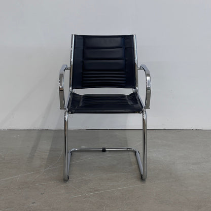 PAKET: 4x Besucherstuhl Leder Chrom [AKTION -50%]