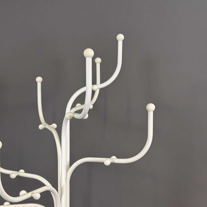 White Fritz Hansen Coat Tree with multiple hooks against a gray background