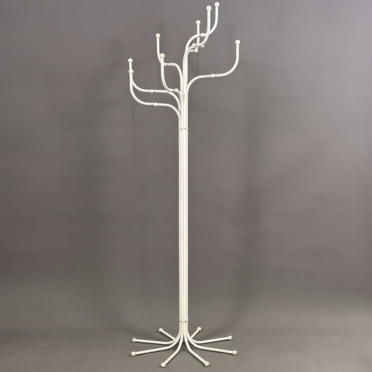 Fritz Hansen white Coat Tree standing coat rack with multiple hooks and minimalist design