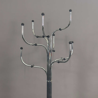 Silver Fritz Hansen Coat Tree with multiple curved hooks for hanging coats.