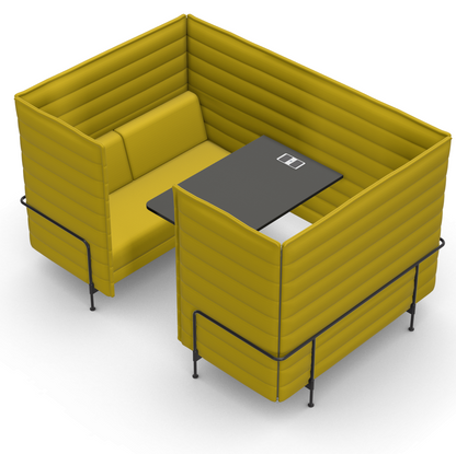 Vitra Alcove Cabin Highback mit Arbeitsplatte gelb