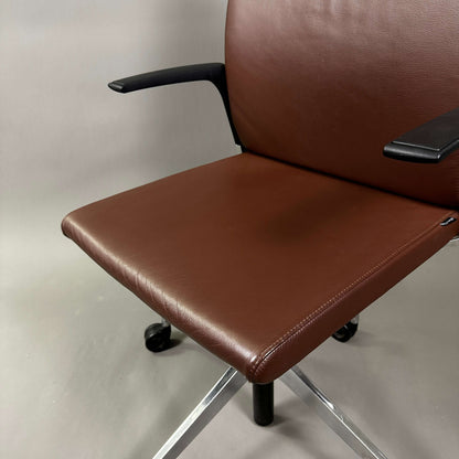 Girsberger Camiro work&meet brown leather office chair with adjustable height and aluminum base