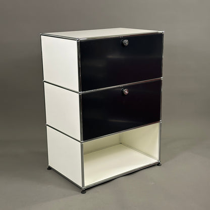 USM Haller 1x3 Highboard 50er tief weiß / schwarz