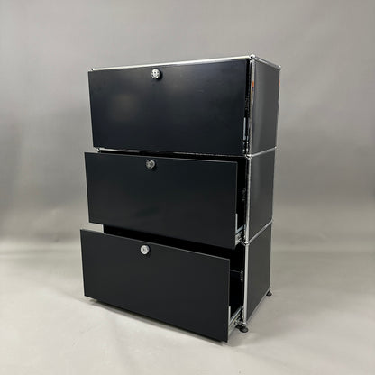 USM Haller Highboard 1x3 schwarz mit Auszügen