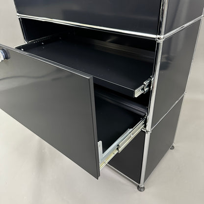 USM Haller Highboard 1x3 schwarz mit Auszügen