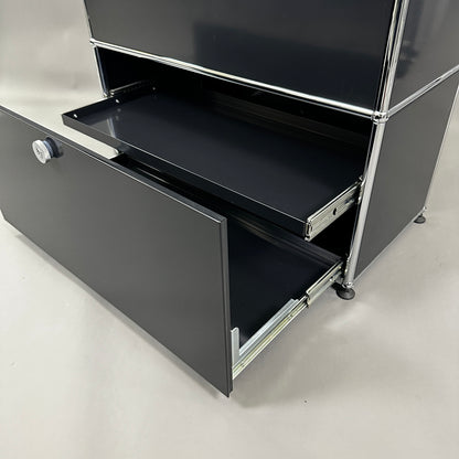 USM Haller Highboard 1x3 schwarz mit Auszügen