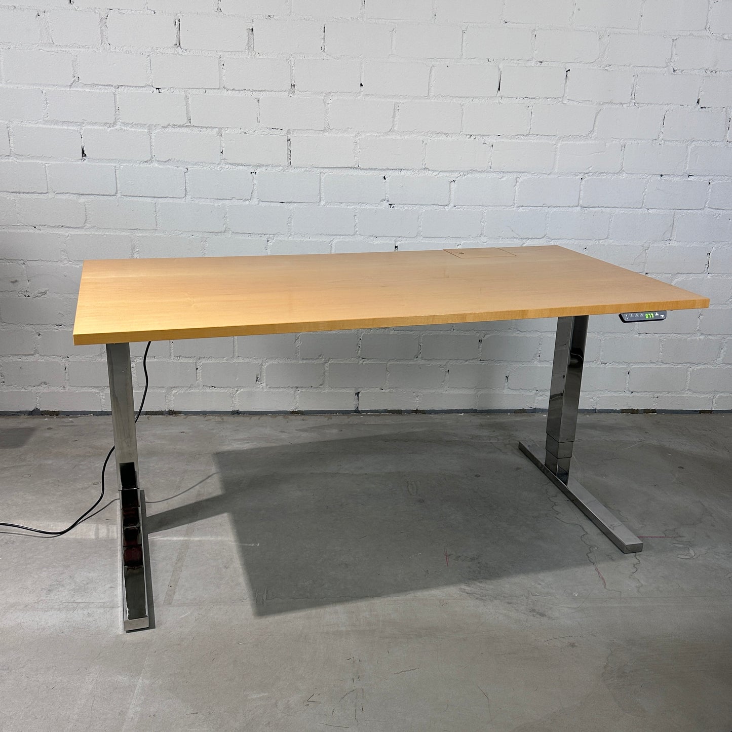 Dobergo Schreibtisch elektrisch höhenverstellbar 160x80cm Ahorn/Chrom