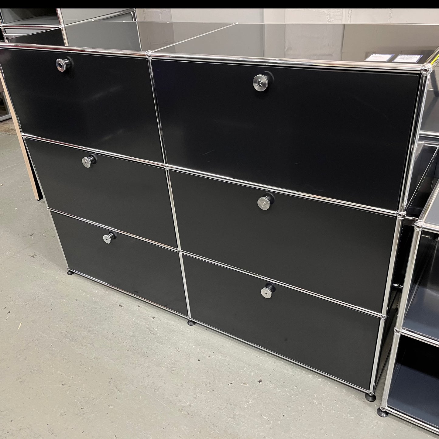 USM Haller Highboard schwarz 2x3 Auszüge 50cm tief