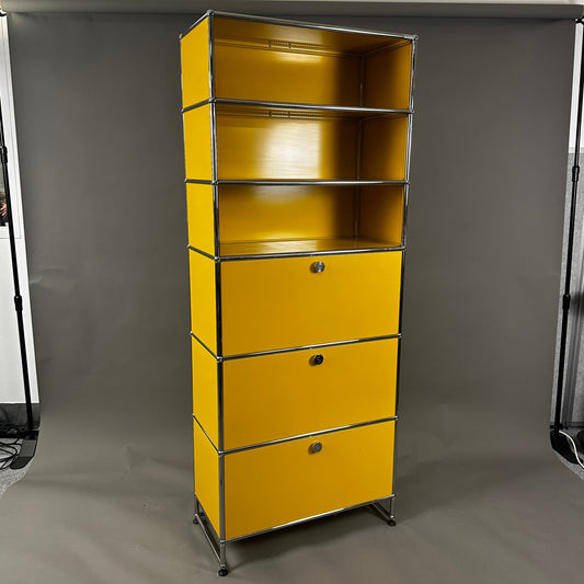 USM Haller Highboard goldgelb 35cm tief 3 Fächer / 3 Klappen