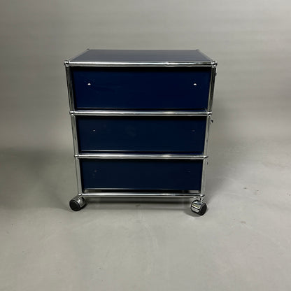 USM Haller Rollcontainer stahlblau (3 Auszüge)