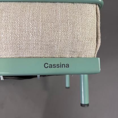 Cassina LC2 Sessel Stoff Leinen beige Gestell türkis