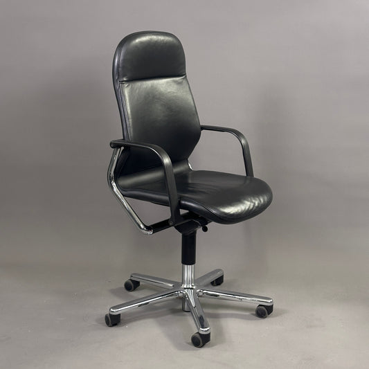 Wilkhahn FS 213/8 Bürostuhl Leder schwarz