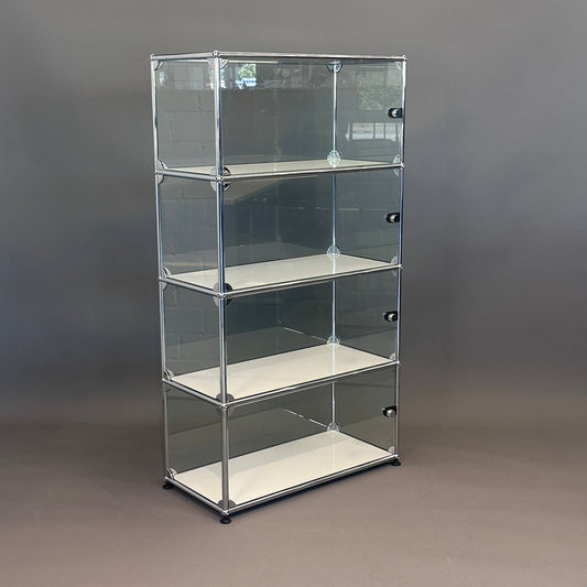 USM Haller Highboard Vitrine 1x4 Glas / weiß