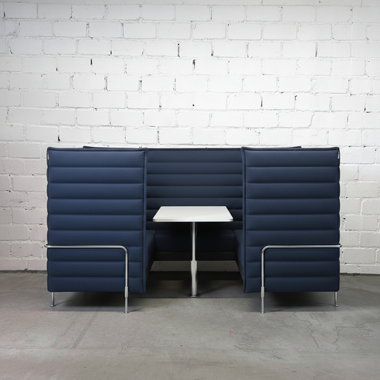 Vitra Alcove Cabin Highback 6-Sitzer mit Arbeitsplatte navy blau