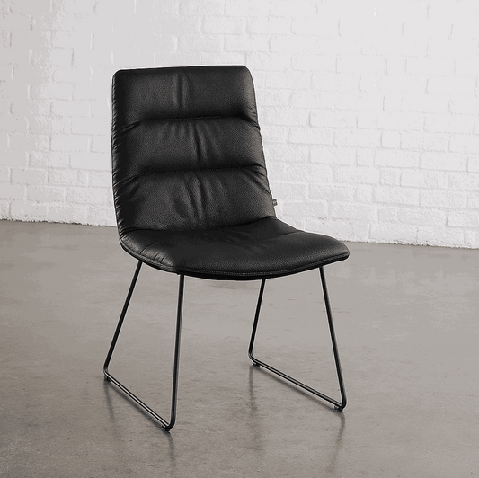 KFF Stuhl arva light schwarz mit Drahtkufengestell und Kunstlederbezug, neu, modern und komfortabel