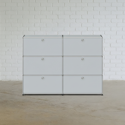 USM Haller Highboard 2x3 lichtgrau 4 Auszüge / 2 Klappen