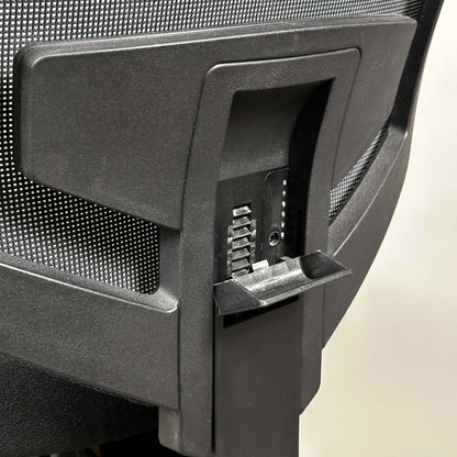Close-up of the adjustment mechanism on the König & Neurath Jet ergonomic office chair backrest