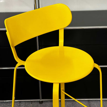 Yellow LaPalma Barhocker STIL S49 model bar stool with round seat and curved backrest