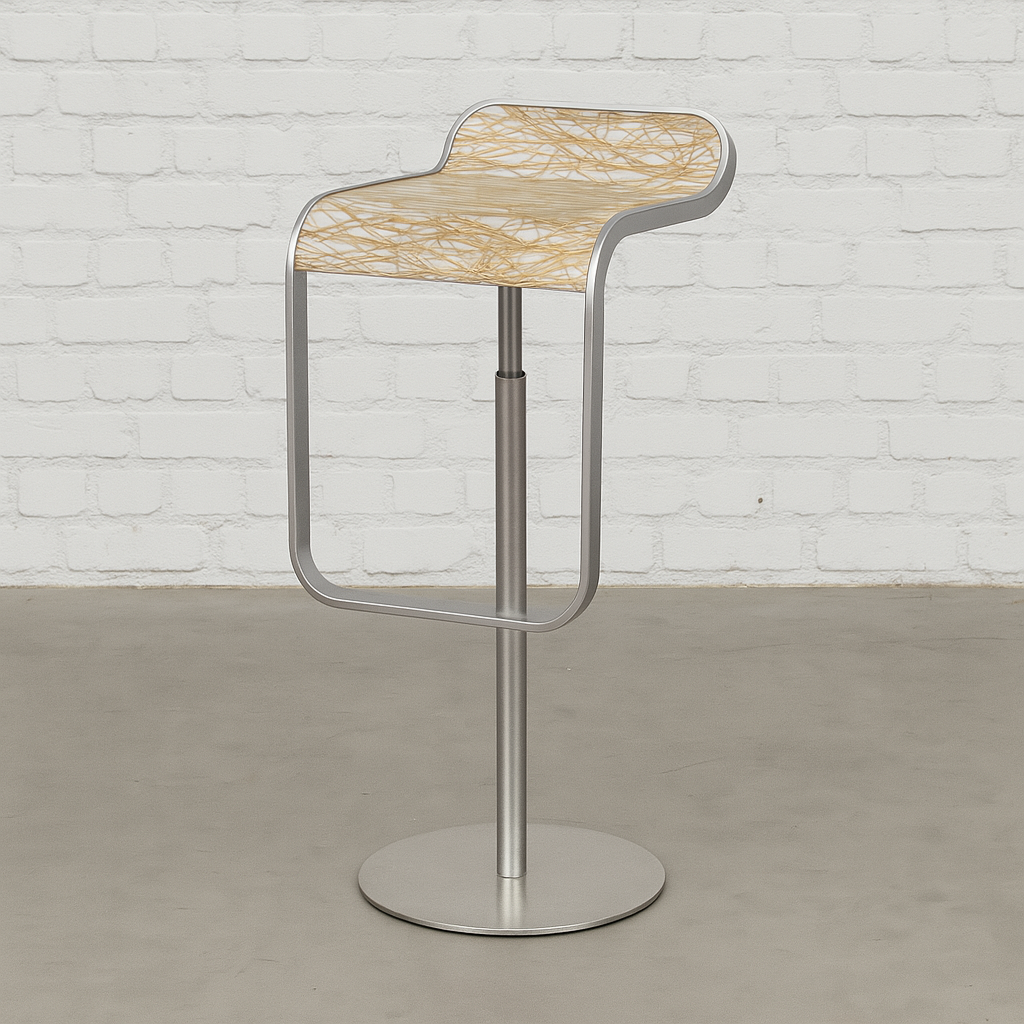 LaPalma Barhocker LEM bar stool with epoxy grass seat and chrome frame, height adjustable and swivel design