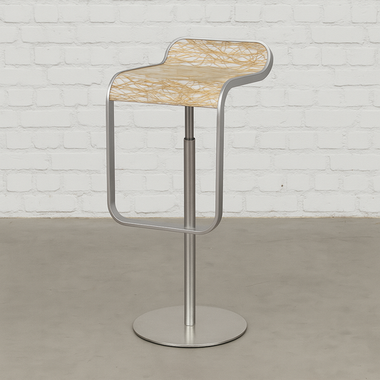LaPalma Barhocker LEM bar stool with epoxy grass seat and chrome frame, height adjustable and swivel design